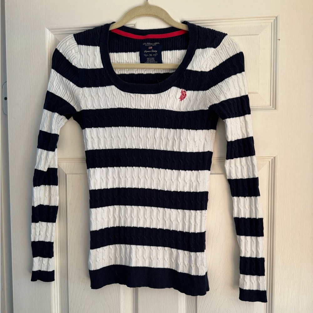 Polo blue & white striped sweater - size M